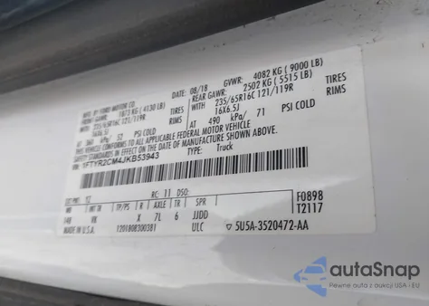 2018 Ford Transit-250 z USA, uszkodzony, nr VIN 1FTYR2CM4JKB53943